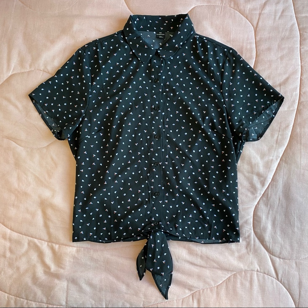 Black Triangle Design Button Down Formal Nwot - image 1